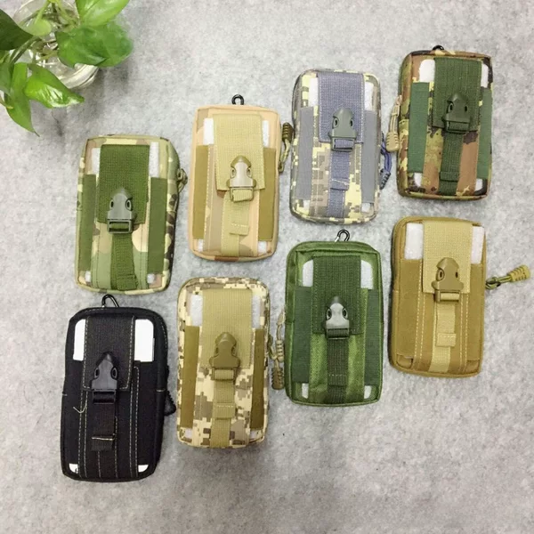 Multi-functional camouflage large capacity mobile phone bag, outdoor sports tactical waist bag, leisure card coin bag wholesale