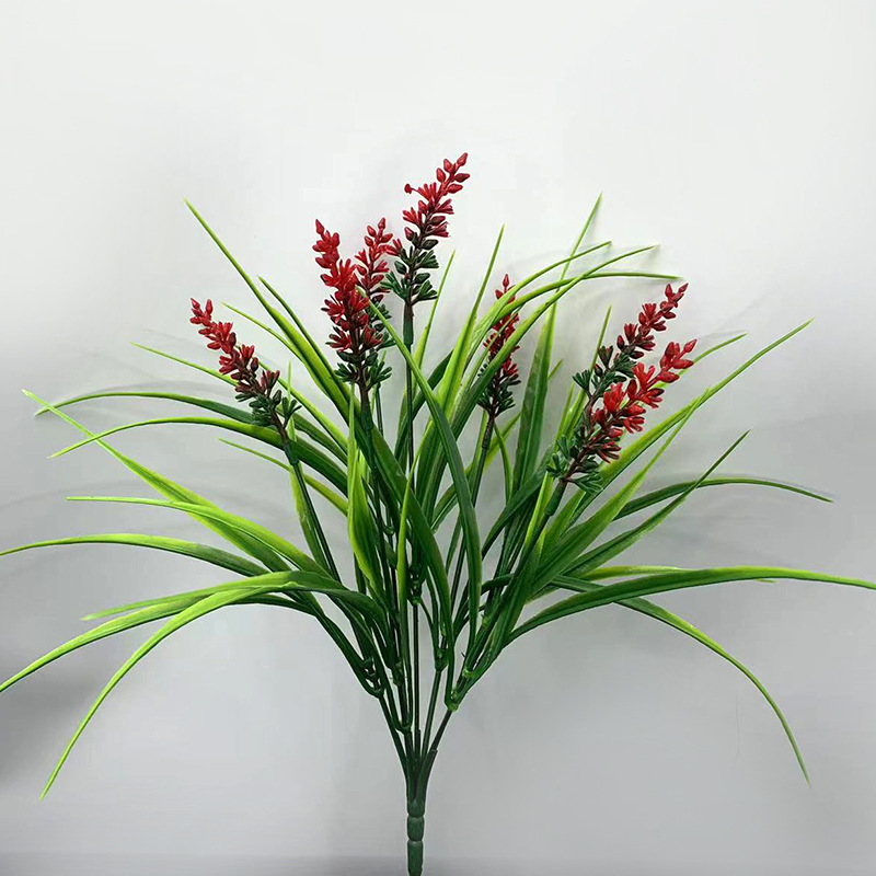 7 plantas de primavera de lavanda flores falsas flores de imitación decoración de decoración de boda sala de estar hotel comedor