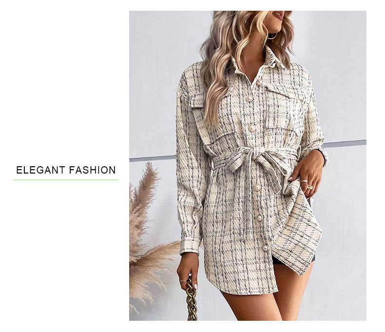 autumn and winter new fashion women's long plaid shirt jacket_voghion.com