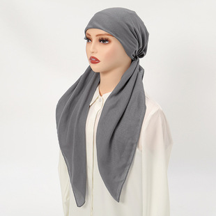 AliExpress New Solid Color Cotton Linen Elastic Tight Tape Hat Women's Full-covered Head High Elastic Malay Indonesian Ethnic Headscarf