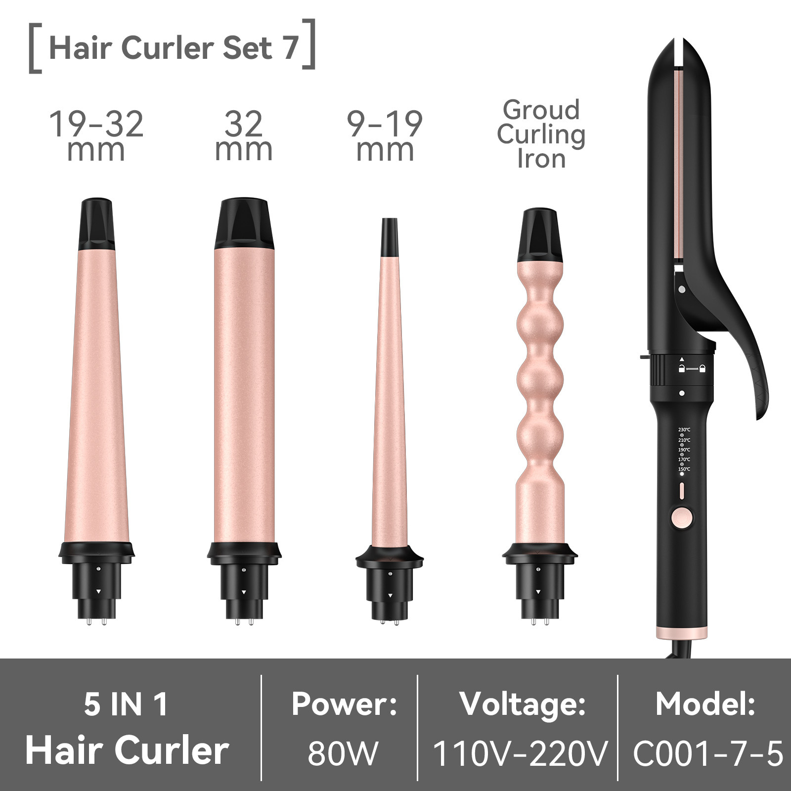 El rizador de pelo intercambiable todo en uno más vendido de Amazon, rizador de pelo para ondas grandes, rizador de pelo multifuncional de cerámica al por mayor