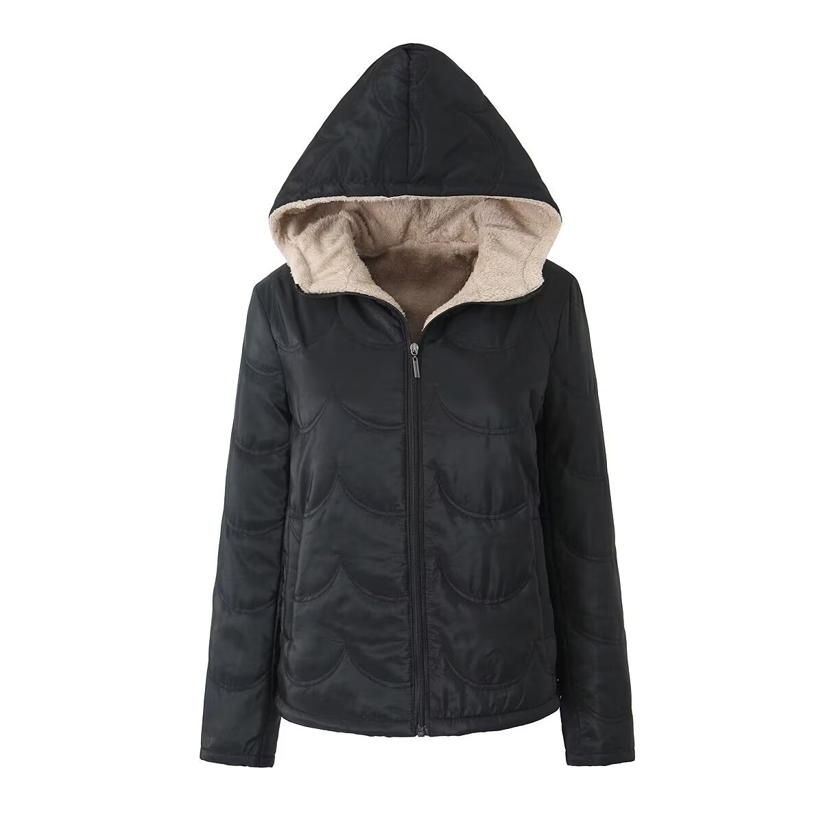 Women's Winter Coat Hooded Velvet Lined Thick Warm Casual Jacket_voghion.com