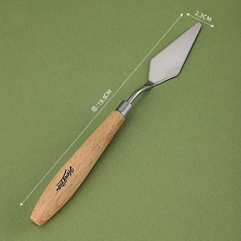 Raspador de arte, juego de cuchillo de pintura al óleo único, raspador de pintura de gouache de madera grande de acero inoxidable, herramienta manual