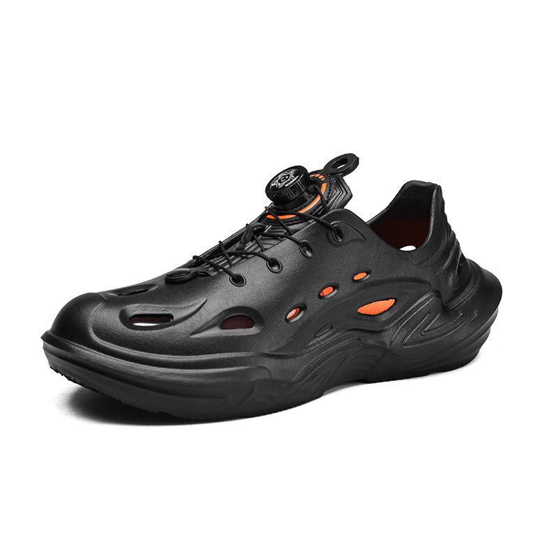 2024 botón giratorio agujero zapatos de verano para hombre con una sola gruesa de sandalinas de playa al aire libre slippers