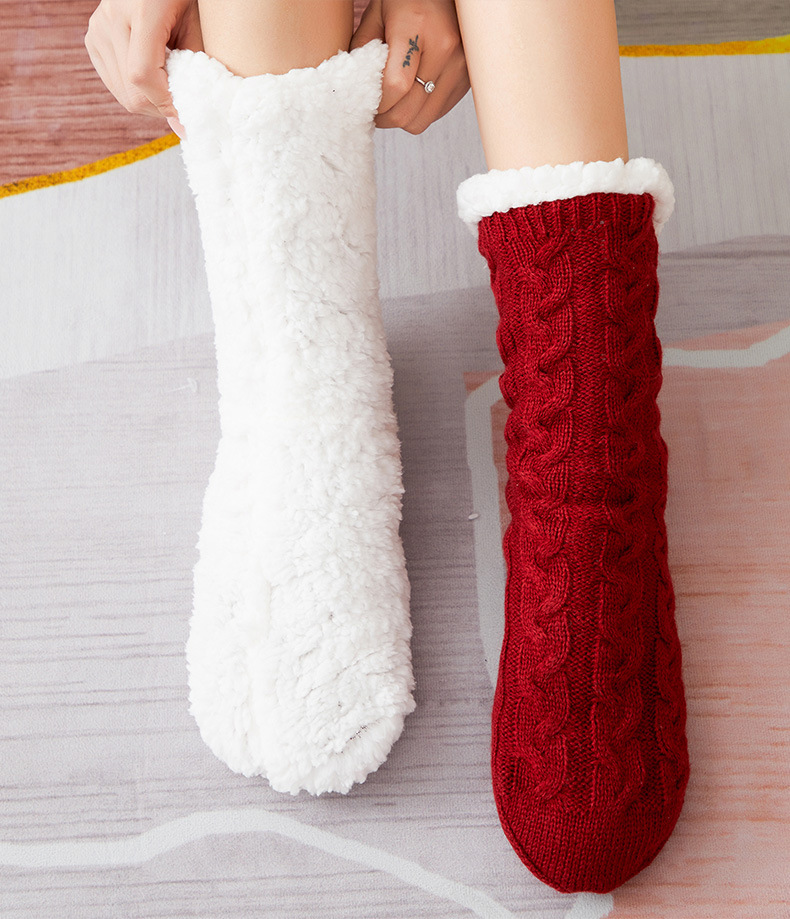 Bløde fløjlsstrømper til kvinder til hjemmebrug vinter_voghion.com