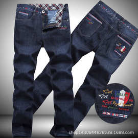 肯迪鲨鱼加厚款牛仔裤男士秋冬季弹力直筒商务裤休闲长裤子15905