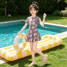 女童连体泳衣2026新款儿童高颜值夏季海边度假女孩碎花绝美游泳衣