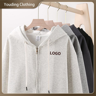 Customized Cross-Border Direct Sales Zipper Cardigan Hooded Sports Casual Pure Color Sweatshirt Advertising Shirt Team Building Suit Jacket for Women