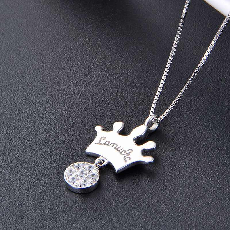 S925 letras de plata esterlina pequeñas joyerías colgantes para mujeres frescas y simples colgantes de piedra de micro-cromo accesorios de chicas estudiantes cortos