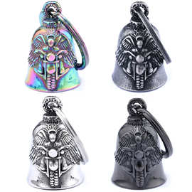 跨境现货摩托车机车骑行俱乐部守护神摩托车造型铃铛钛钢吊坠