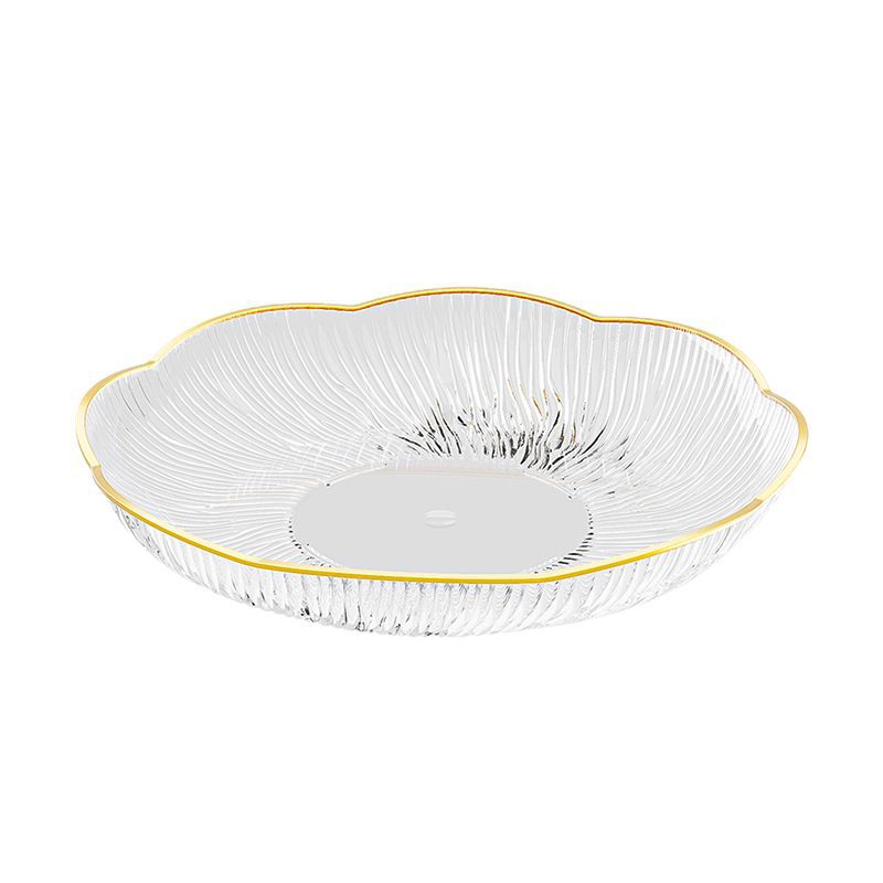 Plato nuevo plato de frutas con patrón de cristal de lujo ligero, sala de estar doméstica, plato de frutos secos, plato de colocación de bocadillos, plato de dulces