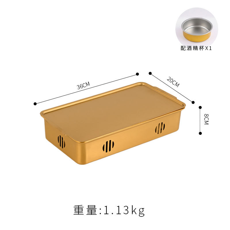 商用アルコールキャンドル加熱炉レストランバーベキュー保温炉創意長方形ステンレス韓国式焼肉炉|undefined