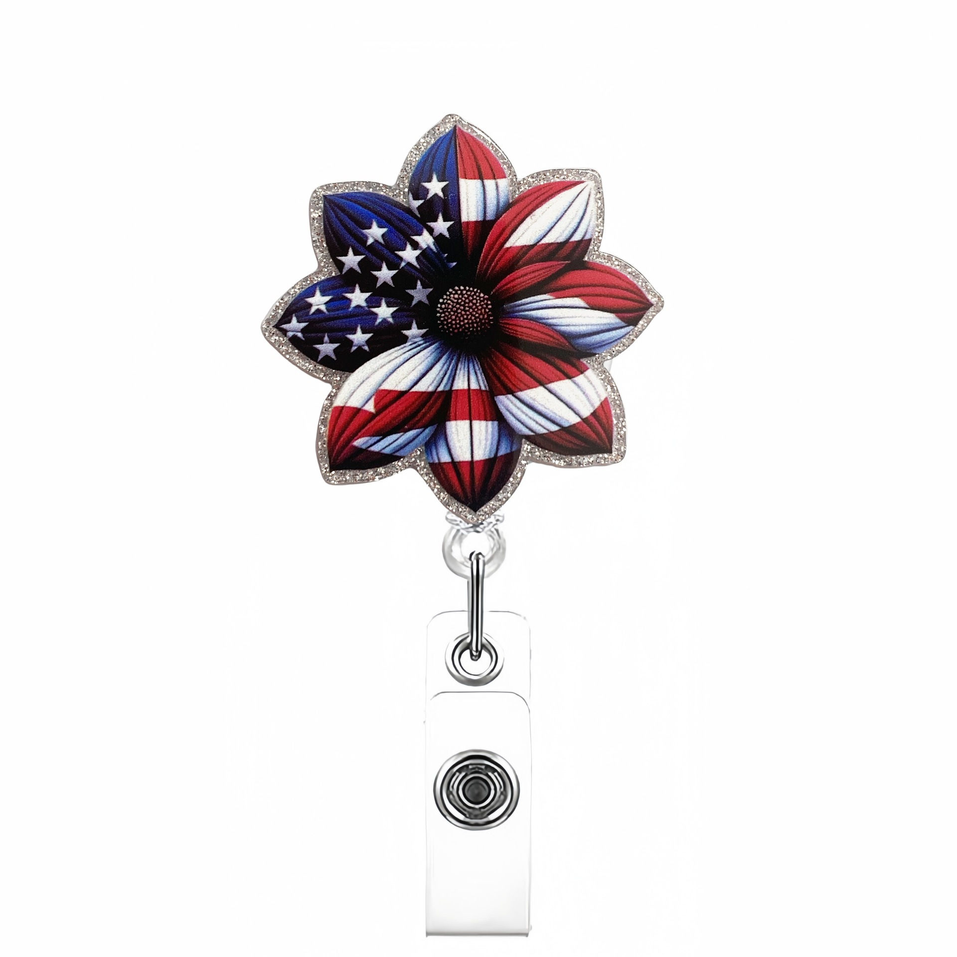 Etiqueta de etiqueta de venta caliente transfronteriza en lugar de acrílico divertido brillo clip de insignia telescópico hebilla de identificación hebilla fácil de tirar