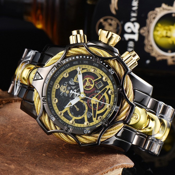 Independent Station Cross-border Hot Selling Hollow Watch Foreign Trade Yingfu Men's Watch INVI Large Dial Steel Band Sports Quartz Watch