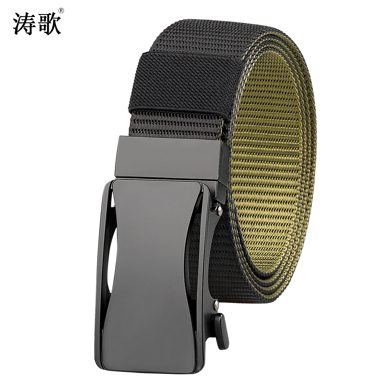 Nueva hebilla giratoria cinturón de nylon tejido casual para hombres cinturón de aleación de hebilla de lona cinturón de dos colores