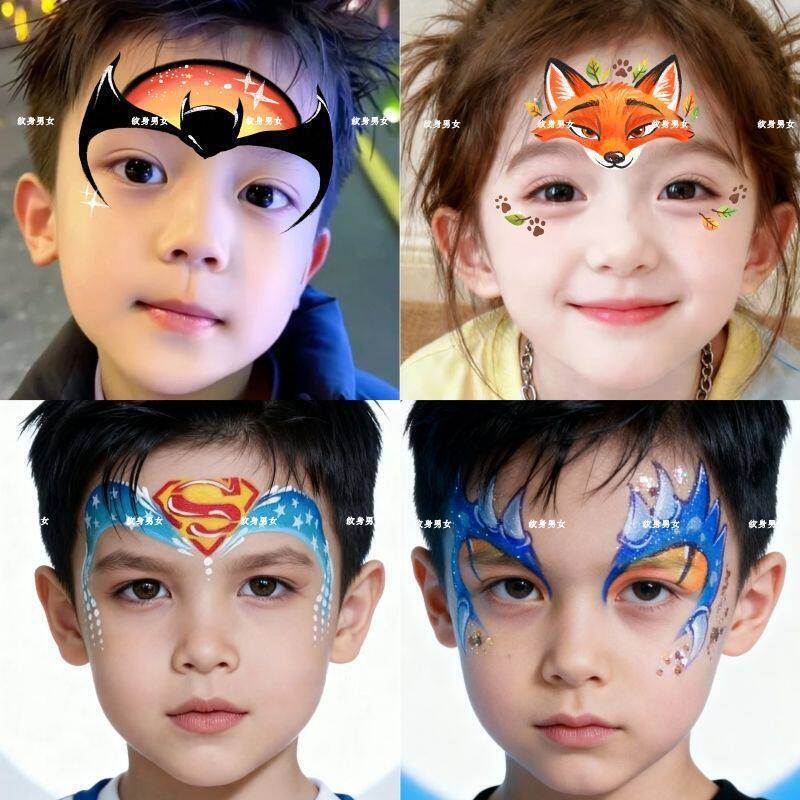 Children's Day No-Paint Children's Face Painting Tattoo Stickers Cartoon Batman Superman Dinosaur Fox Face Stickers Children's Day No-Paint Children's Face Painting Tattoo Stickers Cartoon Batman Superman Dinosaur Fox Face Stickers