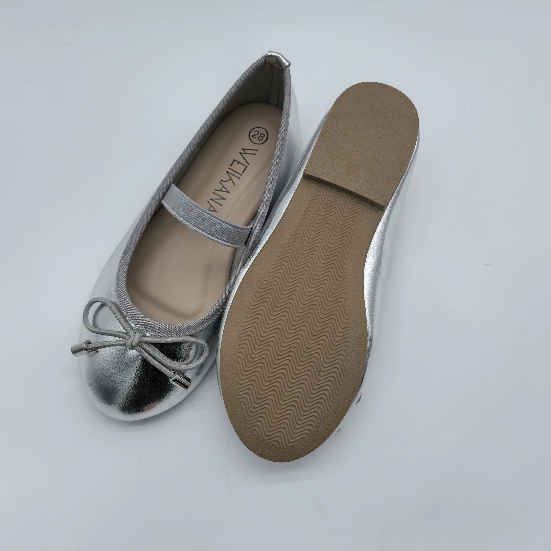 Silver fashionable shoes with bow, wholesale