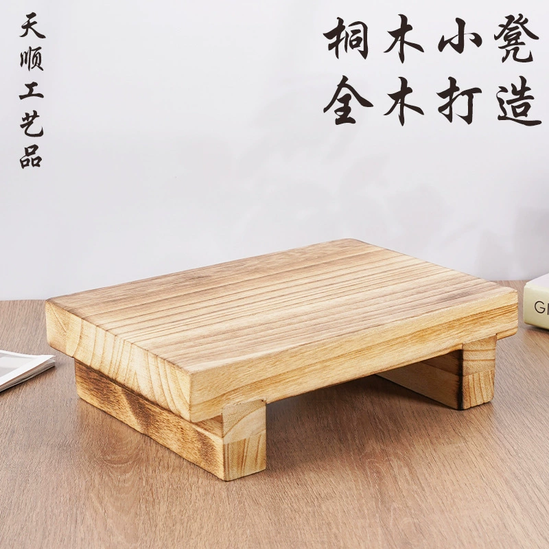 Трансграничный Amazon сожженная деревянная павловния, простой маленький табурет для дома, обеденный стол, антикварная скамейка для отеля, украшение дома