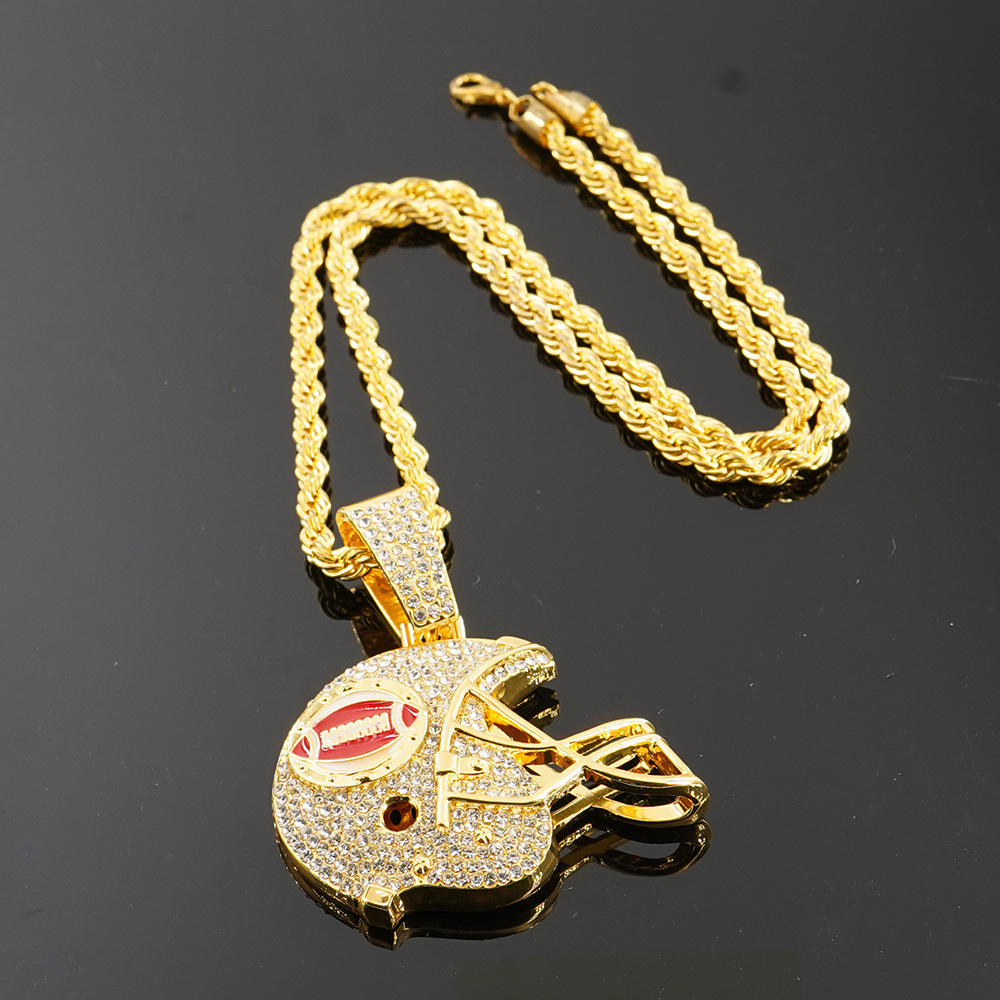 Joyas transfronterizas con un conjunto de diamantes de moda cool sombrero de béisbol collar joyas hip hop para hombres cadena de torsión de 5 mm