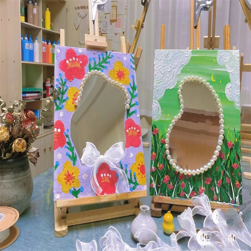 数字油画手工diy镜子抖音网红同款ins宿舍卧室不规则创意梳妆镜