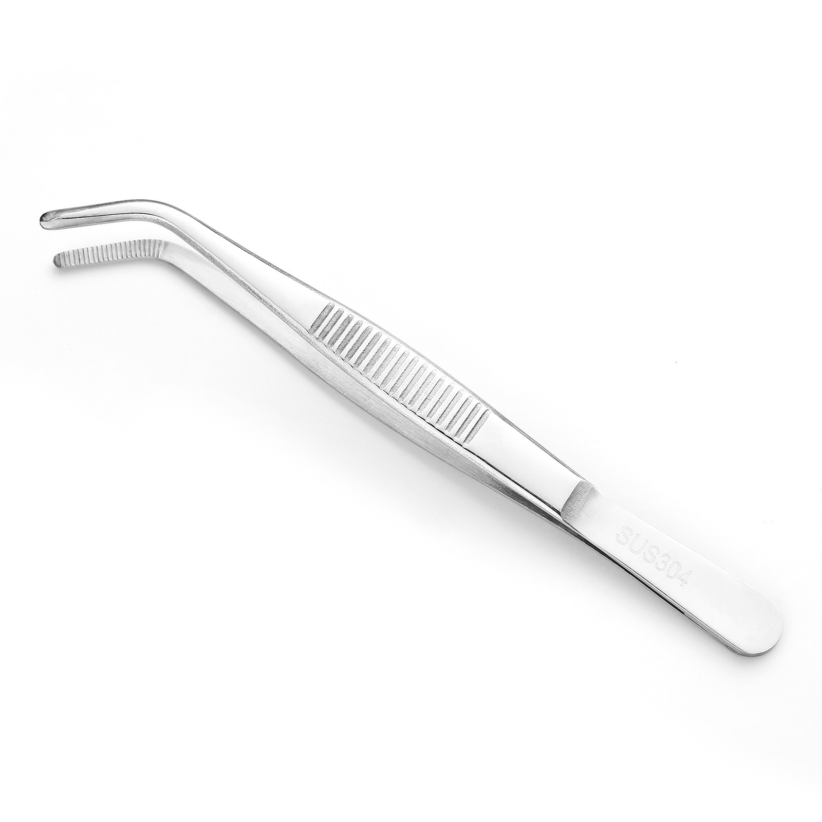 不锈钢镊子弯圆镊子14cm 304耐腐蚀 防碘伏 单个封口塑料袋包装