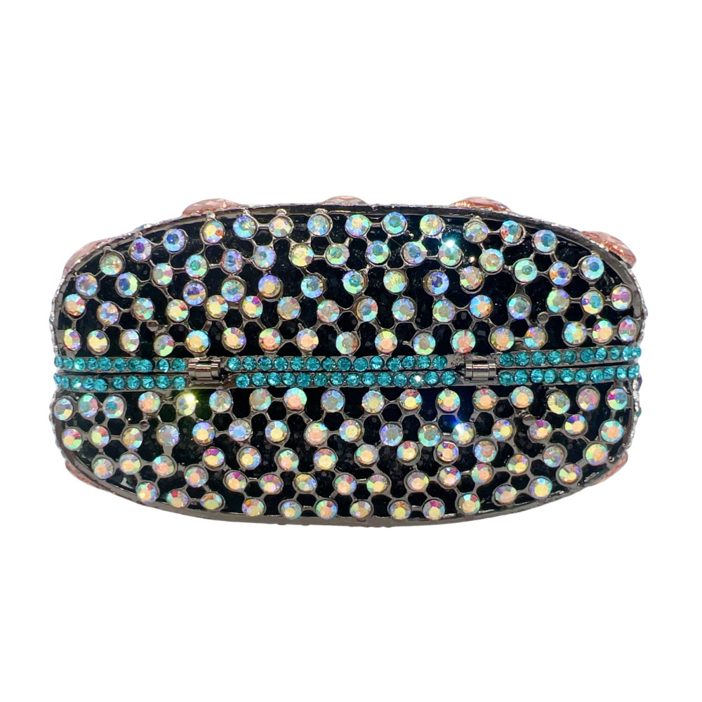 Bolsa de noche de cristal de corona transfronteriza hueco bolsa de cena de diamante de mano bolsa de mujer color negro