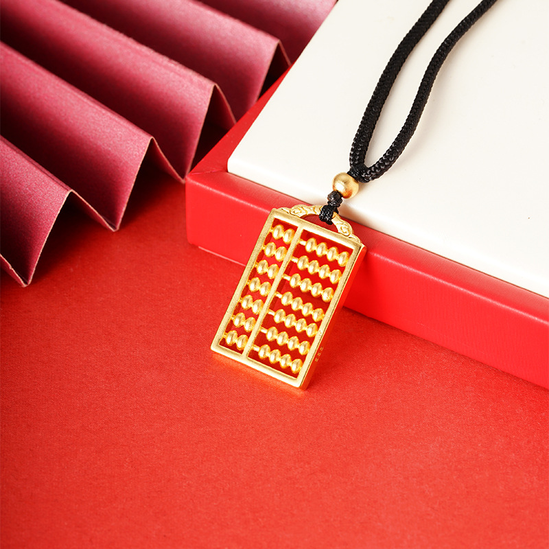 Antigua arena francesa oro Ábaco negro cuerda collar estilo chino retro todo fósforo Ruyi placa auspicioso transmisión en vivo productos calientes suministro directo de fábrica