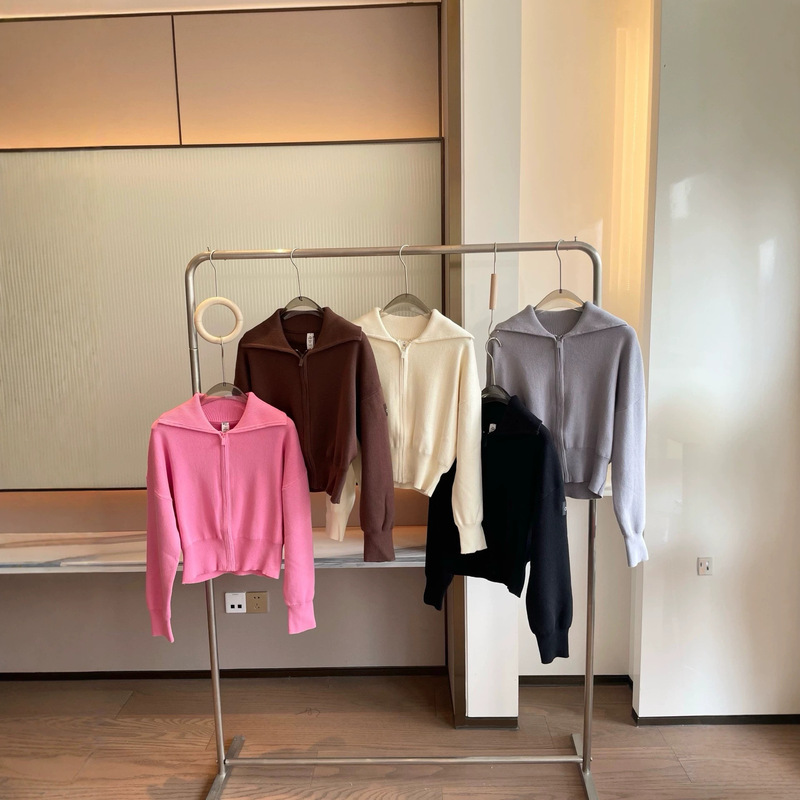 In-stock AIO lapel sweater cardigan jacket for women, waist-cinching, short, casual, versatile, zip-up jacket top In-stock AIO lapel sweater cardigan jacket for women, waist-cinching, short, casual, versatile, zip-up jacket top