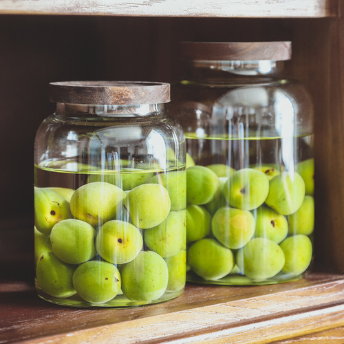 Large-capacity acacia wood wine glass bottle household wine making jar green plum and bayberry wine bottle storage storage sealed jar