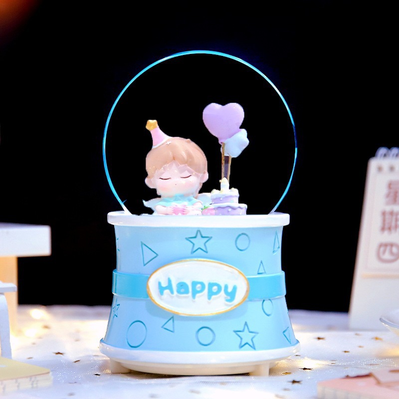 Nuevas estrellas de dibujos animados desean decorar bolas de cristal nieve brillante atmósfera interior de ocho cajas de sonido regalo para estudiantes