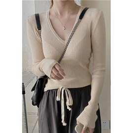 秋季女装韩版低领打底衫女新款高档次内搭修身鸡心领v领上衣洋气