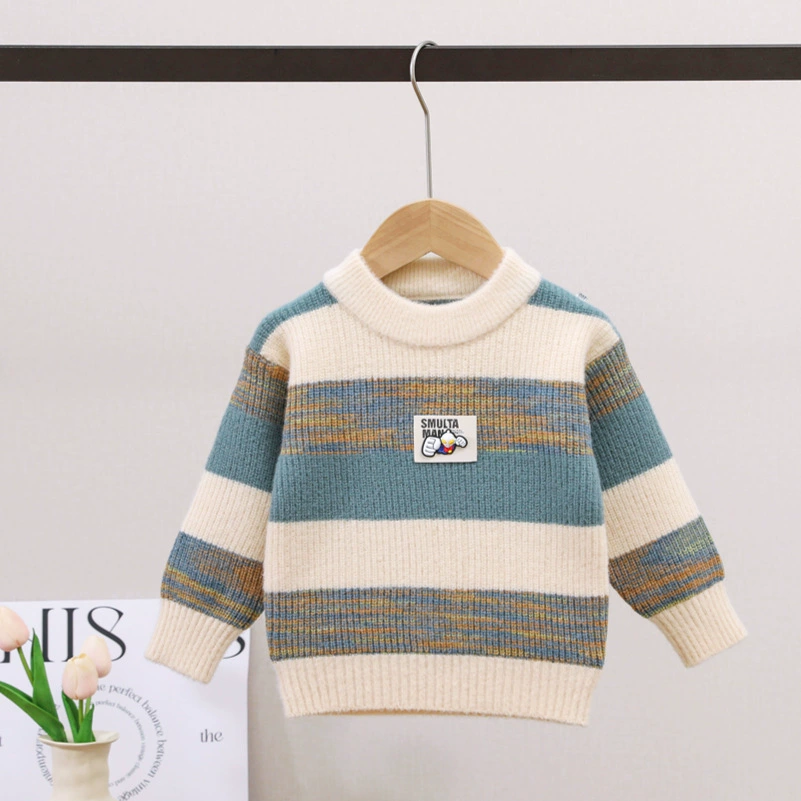 Детские свитера для мальчиков 2024 осенние новые детские вязаные свитера корейские жаккардовые свитера осень-зима