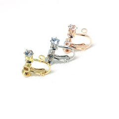 DIY Earring Accessories Screw Earrings with 4mm Zirconia Stones, Sparkling and No Piercing Adjustable Gold Spiral Earrings