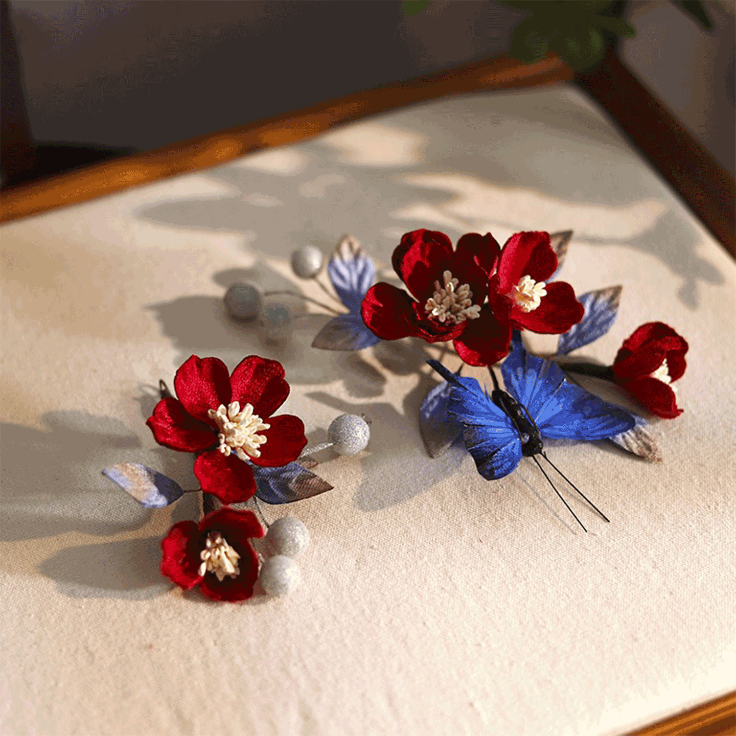 New Chinese-style classical national-style floral butterfly headpiece for wedding attire, morning robe, makeup, Hanfu bridal headpiece and accessories