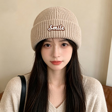 秋冬保暖毛线帽子女韩版百搭字母针织帽防寒护耳显脸小套头冷帽男