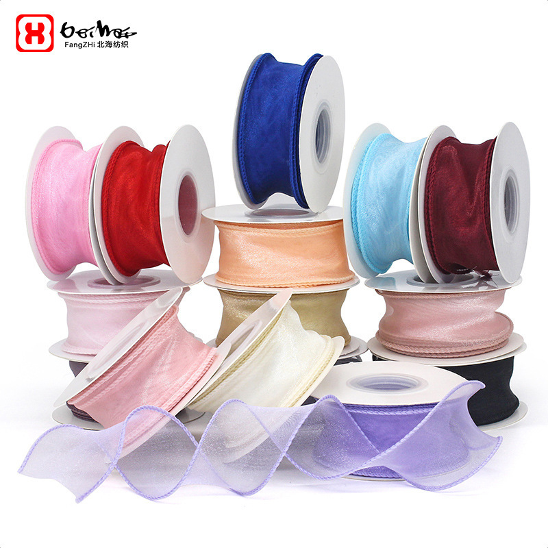 Factory wholesale cake flower packaging ribbon floral fishtail yarn webbing bow headwear wave yarn ribbon