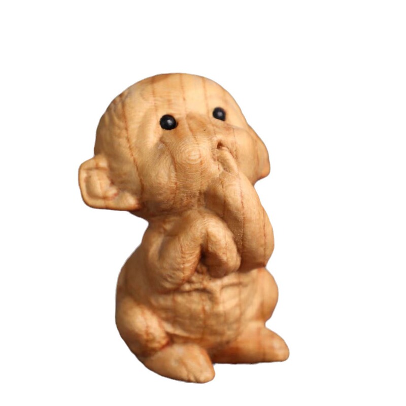 手作りの桃の木の十二生肖の置物の原木のハンドルの竜の牛のネズミの犬はかわいい子供の車の置物を飾ります。|undefined