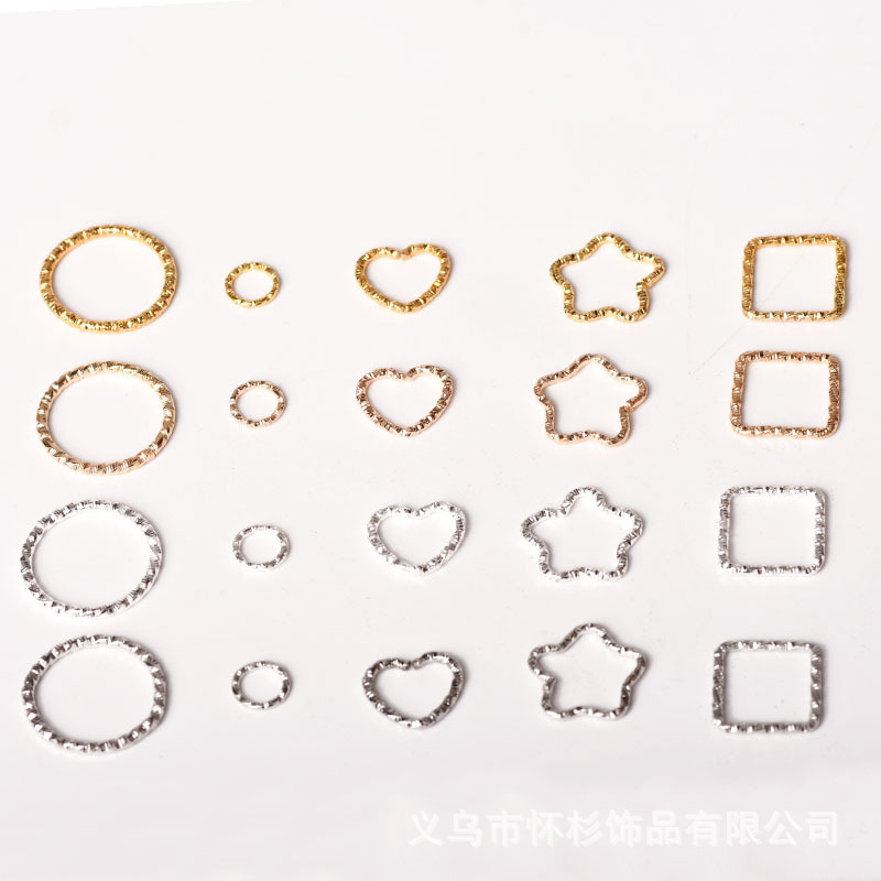 Heart-shaped five-pointed star single ring connection ring keychain earrings material diy handmade jewelry accessories opening wreath