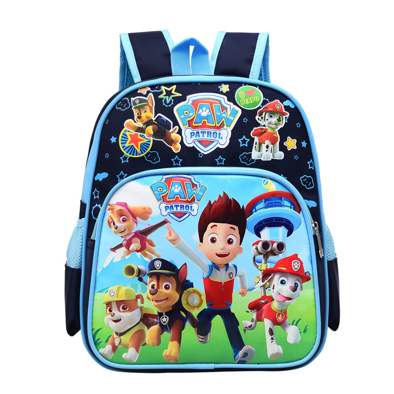 Foreign Trade Kindergarten Backpack Cartoon Print Cute Boys and Girls Burden-Reducing Paw Team Backpack First and Second Grade School Bags