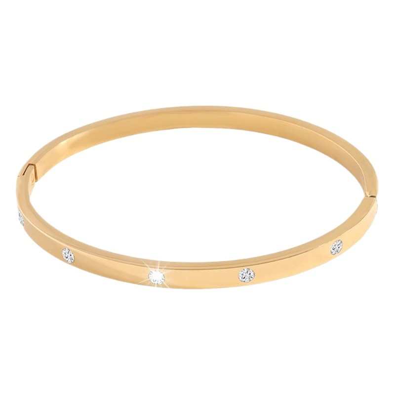 Pulsera de acero titanio para mujer, de alta gama, moda transfronteriza, lujo ligero, exquisita, joyería que no se decolora, pulsera de acero inoxidable con incrustaciones de diamantes