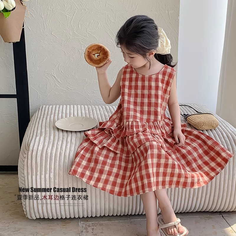 Tongsen Tongma Girls' Dress 2026 Summer New Style Princess Dress for Girls, Stylish Beach Dress, Sleeveless Dress for Summer