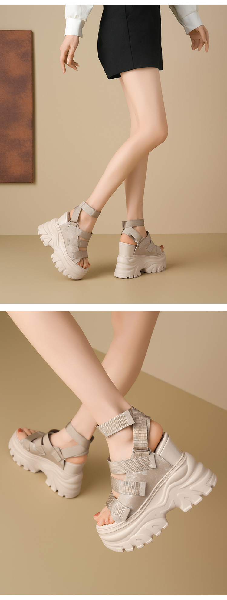 Giày cao gót nữ đế xuồng platform da thật, gót 14 cm, dáng nhỏ — Màu đen chi tiết 7