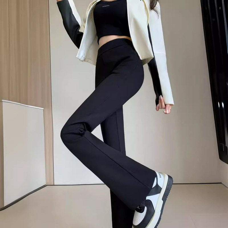 Black High-Elastic Flared Pants 2026 Autumn New High-Waisted Slimming Casual Pants Flared Pants Women's Versatile Casual Pants