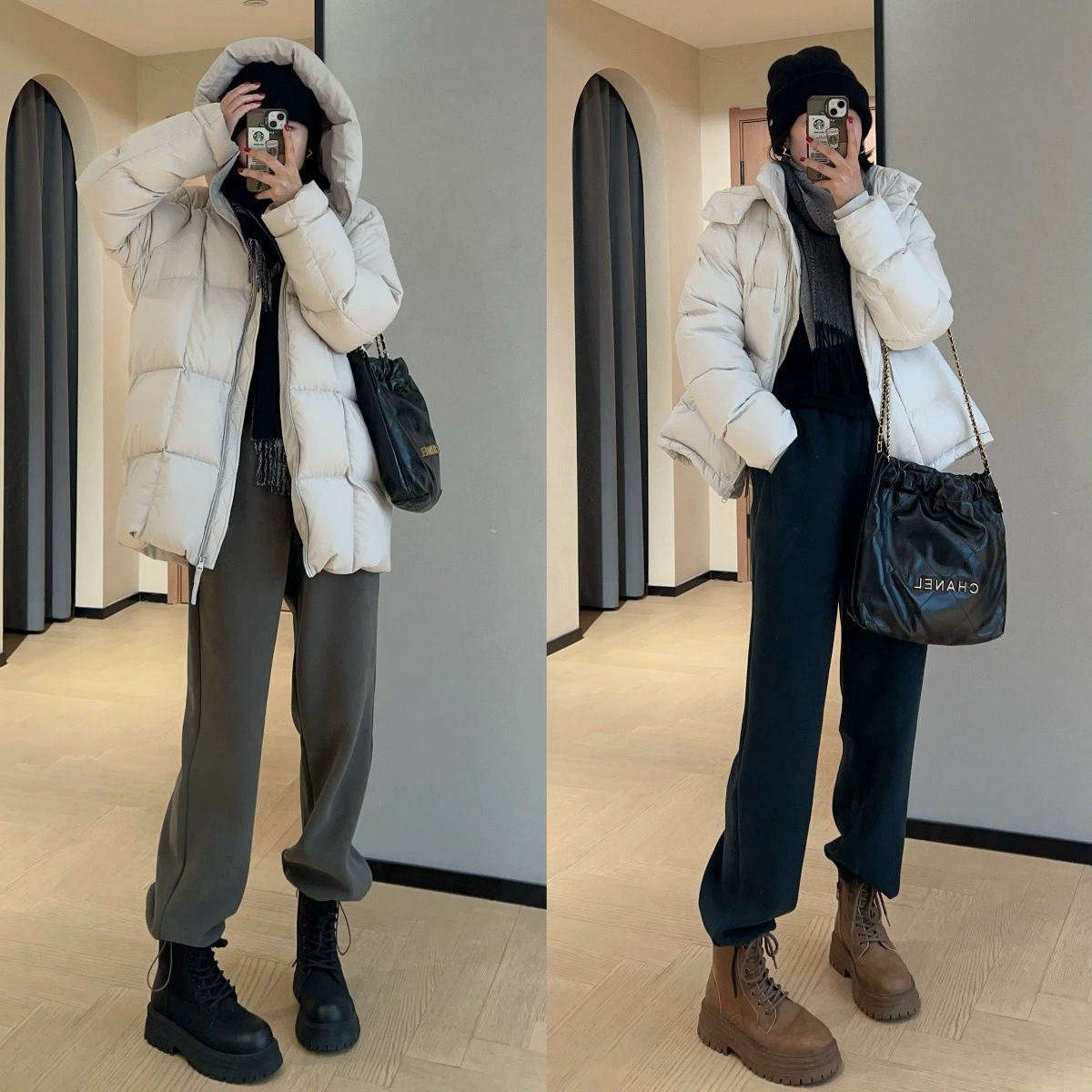 Winter warm trousers with down for leisure