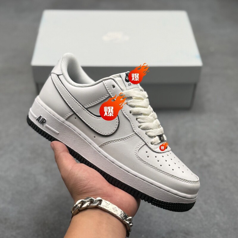Air Force 1'07 White Black Outline Swoosh White and Black Air Force 1 Sneakers Air Force 1'07 White Black Outline Swoosh White and Black Air Force 1 Sneakers
