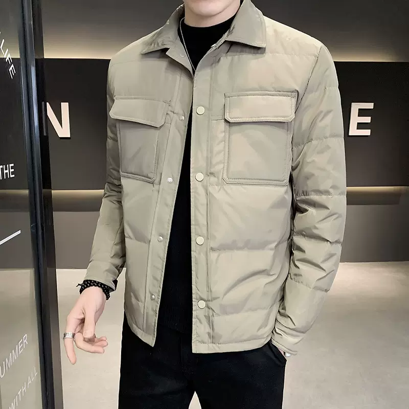 轻薄羽绒服男款高端短款秋冬新款休闲工装外套男潮牌百搭翻领上衣