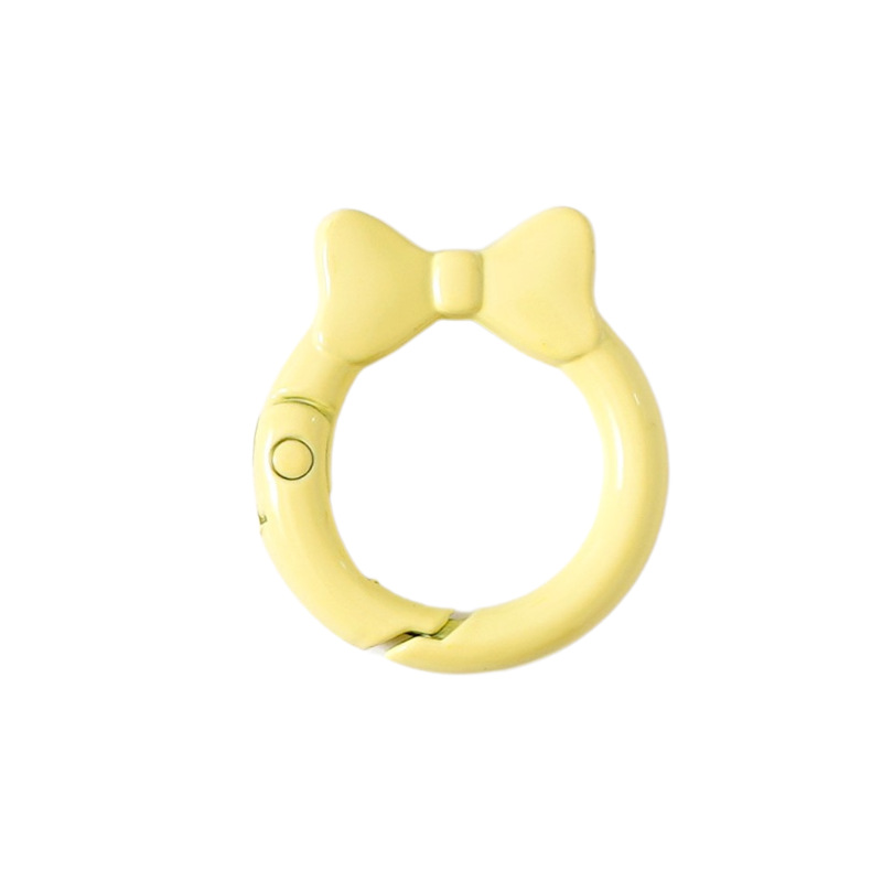 蝶結びカラースプリングバックル蝶ネクタイリング明るいスプリングリングキーホルダーDIY部品合金接続リング