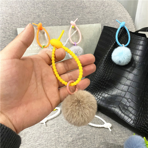 Creative Cute Plush Bag Charm Candy Color Girly Keychain Car Keychain Phone Case Accessory