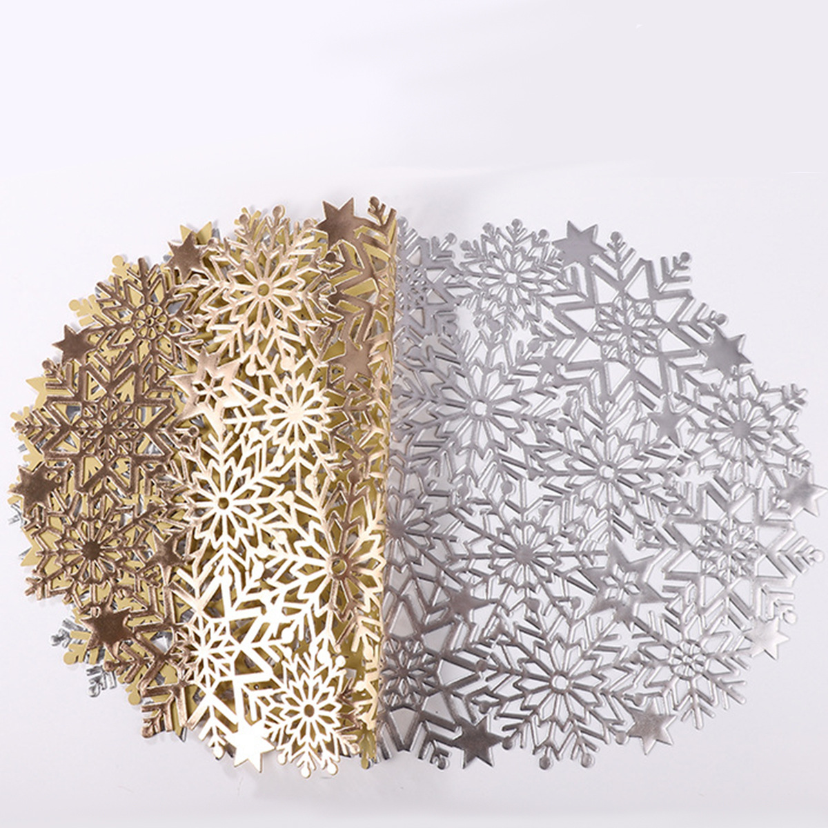 Nueva Navidad hueco placemat gilding copo de nieve Western placemat estrella en forma de creativo aislamiento térmico antideslizante montaña estera de mesa