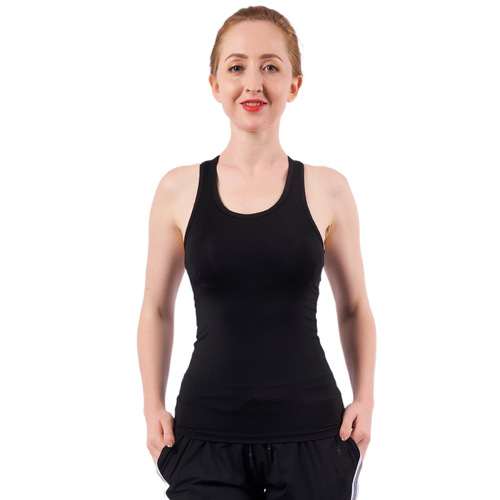 Women's summer black I-shaped quick-drying vest training running back sports vest with chest pad yoga clothing